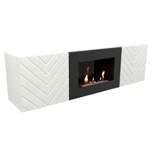 Каминокомплект:Тумба с биокамином Firelight BFP/P-1400V белая+набор керамических дров ель