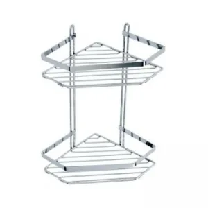 Полка угловая «Lider» (4241) 2 яруса, трапеция (плоский борт), 20*20*34, хром