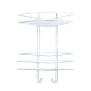 Полка угловая (48991-2БМ) 2 яруса, овал (с крючками), 20*20*38,5, белая