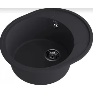 Мойка комп. GRANFEST URBAN 857L (570×480) черный овальная с крылом