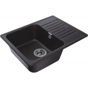 Мойка комп. GRANFEST QUARZ GF-Z 13 617*480 черный,прямоугольная с крылом