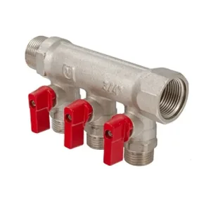 Коллектор с шаровыми кранами НР Ду 20х15 — 3 вых VALTEC (VTc.580.N.0503)