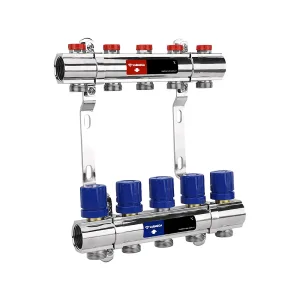 Группа коллекторная VARMEGA для отопления ВР 1″ 6 х 3/4″ EK латунь VM15806