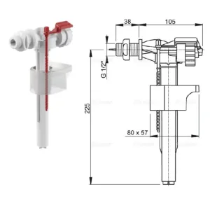 Впускной механизм с боковой подводкой (пластик) A150-1/2″ (AlcaPlast)