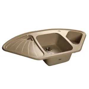 Мойка комп. GRANFEST Corner GF-C1040E (1039х560) Песочный 1,5 чаши+крыло,угловая