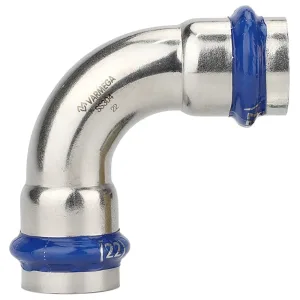 Угольник VARMEGA 90гр. двухраструбный Inox Press 28×28