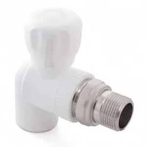 Кран шаровой PPR белый 20 х 1/2″ угловой для радиатора Remsan