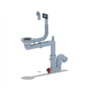 Сифон F серия 3 1/2″* 40 смещенный, с отв для с/м, кру. прям. переливо (F5345S)