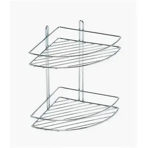 Полка угловая (4893-2/ХПУО-2) 2 яруса, овал, 20*20*28, хром