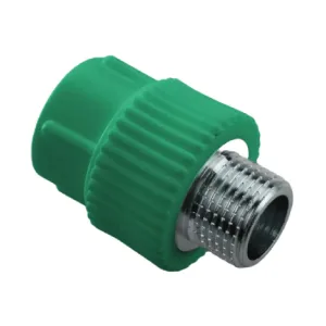 Муфта комбинированная для труб PPR AntiFire ПП D20-1/2″НР Green 034019