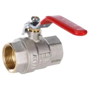 Кран VIEIR шаровый 11/4″ ВВ, красная ручка, никель (36/6) VR200-04