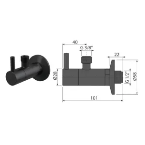 Угловой вентель с фильтро 1/2″?3/8″ ARV001-BLACK (AlcaPlast)