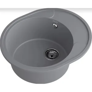 Мойка комп. GRANFEST URBAN 857L (570×480) темно-серый овальная с крылом
