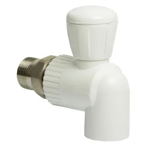 Кран шаровой THERMOLIGHT «американка» PP-R угловой 25х3/4″ белый