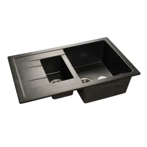Мойка комп. GRANFEST Quadro Q775KL (775х500) Черный 1,5 чаши+крыло,прямоугольная