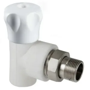 Кран шаровой PPR белый 25 х 3/4″ НР для радиатора угловой VALTEC (Vtp.718.0.0