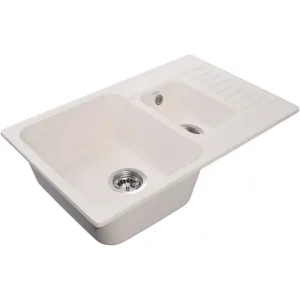 Мойка комп. GRANFEST QUARZ GF-Z 21К 1,5 чаши+крыло 737*480 (белый),прямоугольная