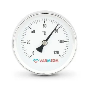 Термометр VARMEGA биметаллич. с погр. гильзой 63 мм, 120гр.С, штуц.50 мм, 1/2″, VMMT01-635004