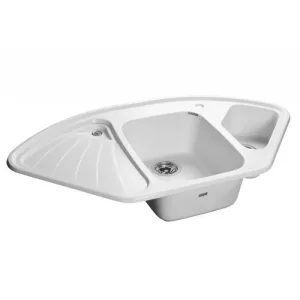 Мойка комп. GRANFEST Corner GF-C1040E (1039х560) Иней 1,5 чаши+крыло,угловая