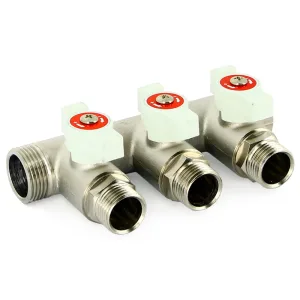 Коллектор Uni-Fitt НВ 1″х3 вых 1/2″ 40 мм с кранами, никелированный