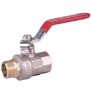 Кран VIEIR шаровый 11/4″ ВН, красная ручка, никель (36/6) VR202-04