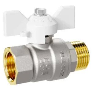 Кран шаровой латунный LD Pride 47.32.В-Н.Б Ду32 Ру25 white (бабочка с бир.)