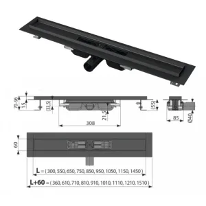 Водоотводящий желоб APZ101 BLACK Low — 750 (AlcaPlast)