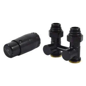 Комплект узла нижнего подкл SCHLOSSER прямой STANDARD 3/4" (Ral 9005) с термогол. М30х1,5, ниппеля 1/2"Х3/4"
