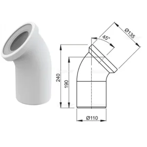 Отвод для унитаза 45 гр. A90-45 (AlcaPlast)