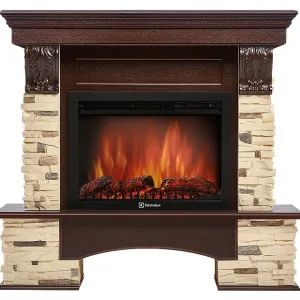Портал Firelight Pietra 25S камень сланец натуральный, шпон темный дуб