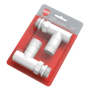 Набор дизайн-вентилей Royal Thermo PIANO, прямой (белый) 1/2″