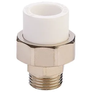 Муфта комбинированная ППР разъемная PPRC НР 20х1″ Lammin наружная резьба, белая (уп. 20 шт)
