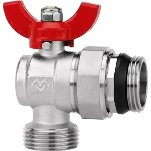 Комплект угловых шаровых кранов VARMEGA, НР 1″x1″, с разъемным соединением, для коллектор. групп