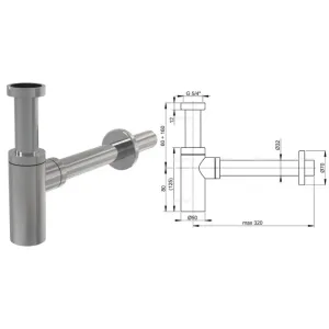 Сифон для умывальника цельнометаллический DESIGN круглый A400 (AlcaPlast)