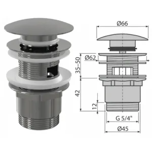 Донный клапан для умывальника click/clack,5/4″ большая заглушка A390 (AlcaPlast)