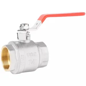 Кран VIEIR шаровый 1/2″ ВВ, красная ручка, никель (112/14) VR200-01