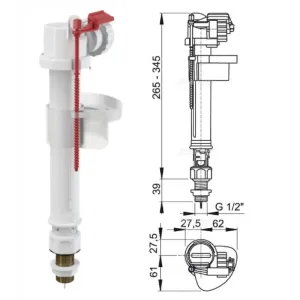 Впускной механизм с нижней подводкой (металл) A18-1/2″ (AlcaPlast)