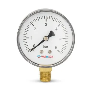 Манометр VARMEGA радиальный 63 мм, 6 бар, 1/4″, VMMT10-630602