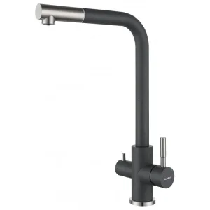 Смеситель GranFest QUARZ Z-5421 Г обр. D-35mm,Т.серый с краном для фильтр.воды