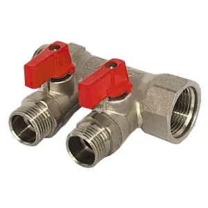Коллектор с шаровыми кранами НР Ду 20х15 — 2 вых VALTEC (VTc.580.N.0502)