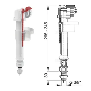 Впускной механизм с нижней подводкой (пластик) A17-3/8″ (AlcaPlast)