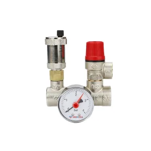 Группа безопасности котла VARMEGA VMSG04, 1″, 3 бар,проходная, никелированная латунь