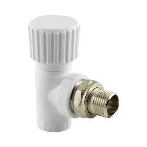 Вентиль PPR белый 25 х 3/4″ НР для радиатора угловой РТП