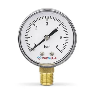Манометр VARMEGA радиальный 50 мм, 6 бар, 1/4″, VMMT10-500602