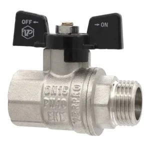 Кран VIEIR шаровый 1/2″ ВН, черн. бабочка, никель (120/12) VP221-01