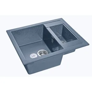 Мойка комп. GRANFEST Quadro GF-Q610K (610х500) Графит 1,5 чаши,прямоугольная