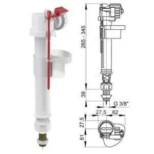 Впускной механизм с нижней подводкой (металл) A18-3/8″ (AlcaPlast)