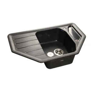 Мойка комп. GRANFEST Corner GF-C800E (800х500) Черный,угловая с крылом