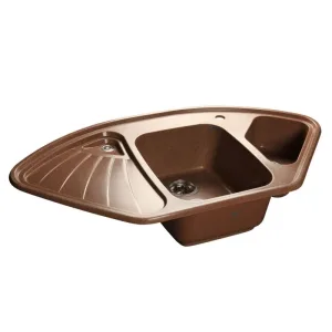 Мойка комп. GRANFEST Corner GF-C1040E (1039х560) Терракот 1,5 чаши+крыло,угловая