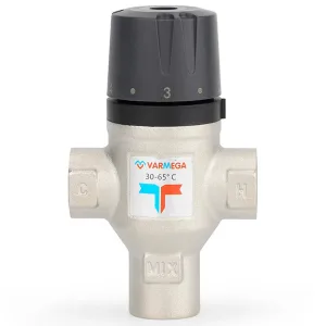 Клапан термосмесительный VARMEGA ВР 1/2″, 30-65гр.С, Kvs 1.7, смешение вниз, VM17901